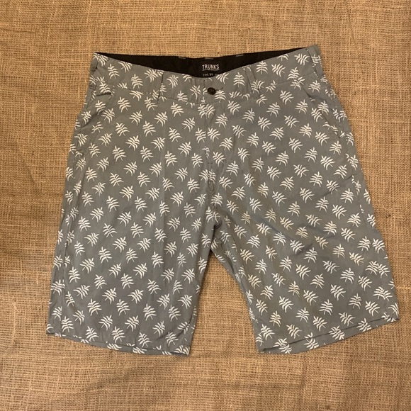 TRUNKS gray with print multi-functional lightweight mens shorts, EUC, size 34 - Picture 1 of 6